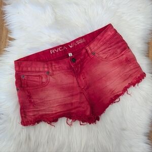 Rvca Red Cut Off Shorts